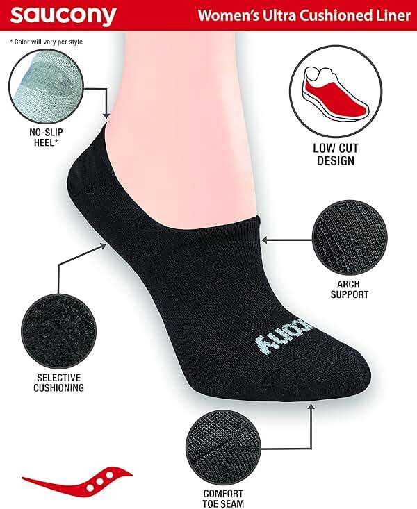 Saucony Women's No Show Cushioned Invisible Liner Socks (8, 16 Pairs) - Image 2