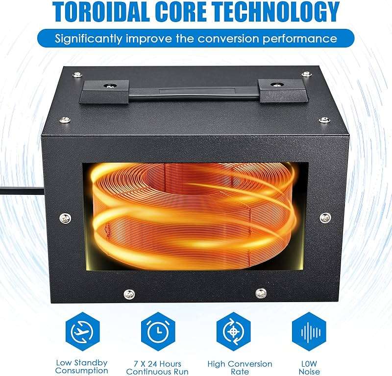 ZGROCK 1000 Watt Voltage Transformer- Step Up and Down- Circuit Breaker Protection Universal Dual Output Step Up & Step Down Power Transformer 110V to 220V/220V to 110V - Image 7