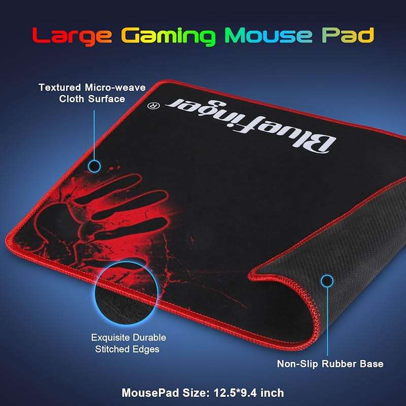 BlueFinger RGB Gaming Keyboard and Backlit Mouse and Headset Combo, USB Wired Backlit Keyboard, LED Gaming Mouse Set, Headset with Microphone for Laptop PC Computer Game and Work - Image 7