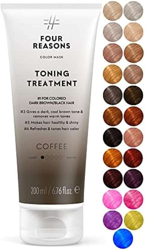 FOUR REASONS Color Mask, Coffee (27 Colors) – Hair Gloss & Color Depositing Conditioner – Semi Permanent Hair Toner for Color-Treated Hair Color For Women – Vegan & Cruelty-Free – 6.76 fl oz - Image 1