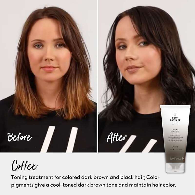 FOUR REASONS Color Mask, Coffee (27 Colors) – Hair Gloss & Color Depositing Conditioner – Semi Permanent Hair Toner for Color-Treated Hair Color For Women – Vegan & Cruelty-Free – 6.76 fl oz - Image 2