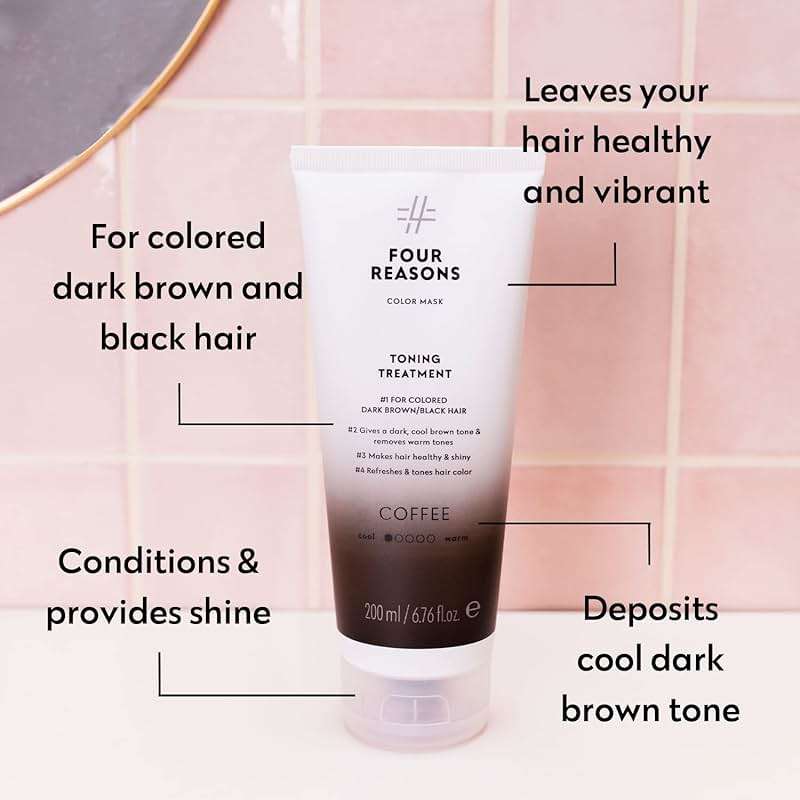 FOUR REASONS Color Mask, Coffee (27 Colors) – Hair Gloss & Color Depositing Conditioner – Semi Permanent Hair Toner for Color-Treated Hair Color For Women – Vegan & Cruelty-Free – 6.76 fl oz - Image 3