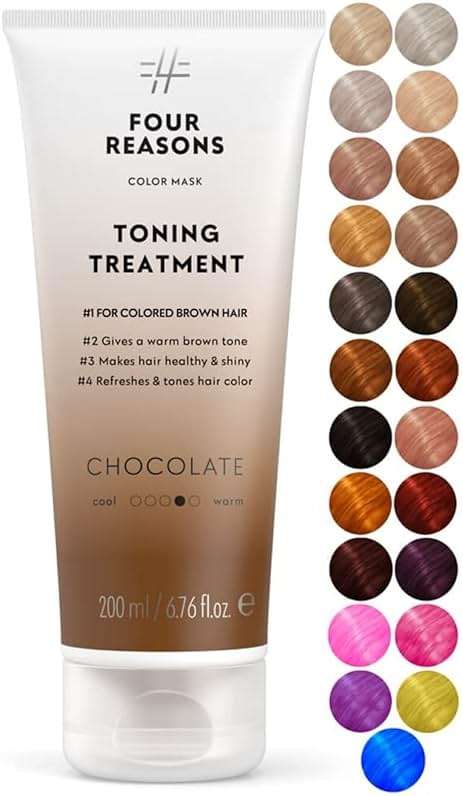 FOUR REASONS Color Mask, Chocolate (27 Colors) – Hair Gloss & Color Depositing Conditioner – Semi Permanent Hair Toner for Color-Treated Hair Color For Women – Vegan & Cruelty-Free – 6.76 fl oz - Image 1