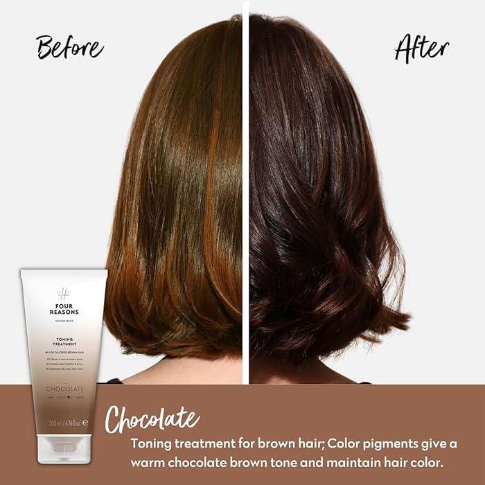 FOUR REASONS Color Mask, Chocolate (27 Colors) – Hair Gloss & Color Depositing Conditioner – Semi Permanent Hair Toner for Color-Treated Hair Color For Women – Vegan & Cruelty-Free – 6.76 fl oz - Image 2