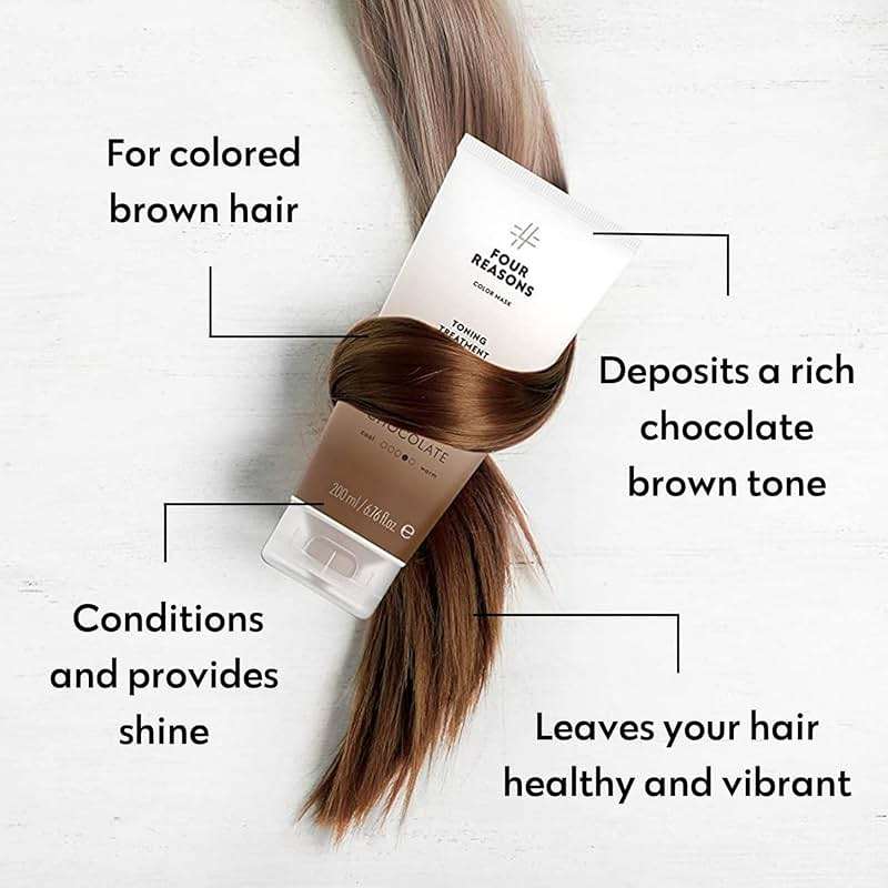 FOUR REASONS Color Mask, Chocolate (27 Colors) – Hair Gloss & Color Depositing Conditioner – Semi Permanent Hair Toner for Color-Treated Hair Color For Women – Vegan & Cruelty-Free – 6.76 fl oz - Image 4