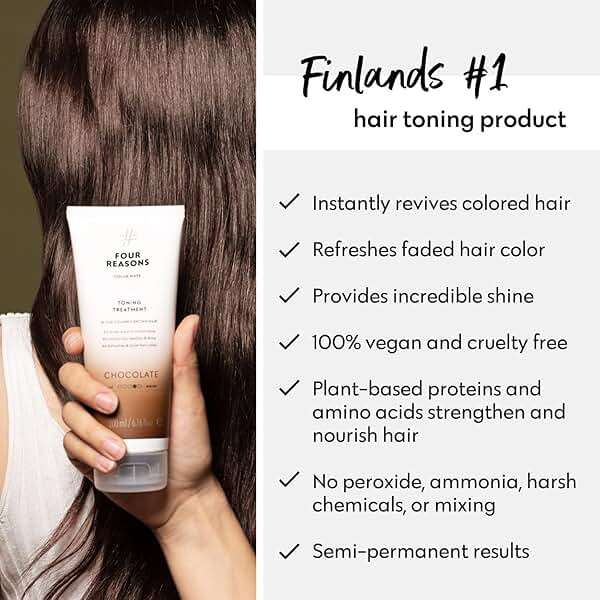 FOUR REASONS Color Mask, Chocolate (27 Colors) – Hair Gloss & Color Depositing Conditioner – Semi Permanent Hair Toner for Color-Treated Hair Color For Women – Vegan & Cruelty-Free – 6.76 fl oz - Image 5