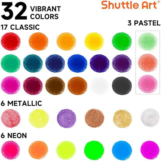 Shuttle Art Tempera Paint Sticks, 32 Colors Solid Tempera Paint for Kids, Super Quick Drying, No-Toxic, Works Great on Paper Wood Glass Ceramic Canvas - Image 3