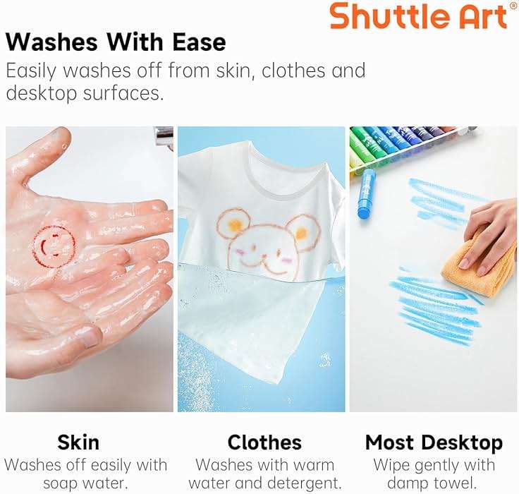 Shuttle Art Tempera Paint Sticks, 32 Colors Solid Tempera Paint for Kids, Super Quick Drying, No-Toxic, Works Great on Paper Wood Glass Ceramic Canvas - Image 7