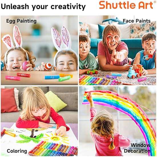 Shuttle Art Tempera Paint Sticks, 32 Colors Solid Tempera Paint for Kids, Super Quick Drying, No-Toxic, Works Great on Paper Wood Glass Ceramic Canvas - Image 8