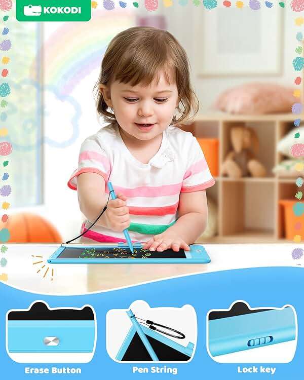 KOKODI LCD Writing Tablet, Gifts for 3 Years Old Boys and Girls，10 Inch Colorful Doodle Board Drawing Tablet, Erasable Reusable Electronic Drawing Pads, Educational and Learning Toys for Kids - Image 4