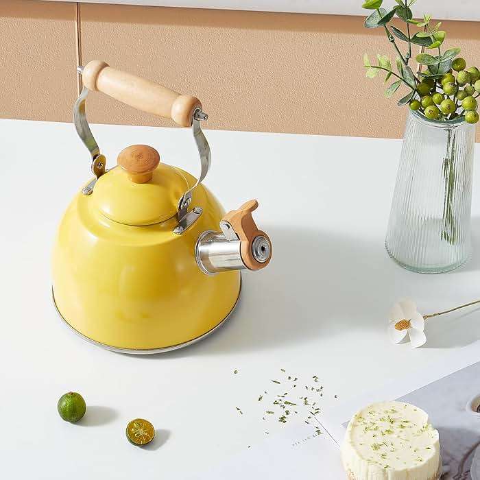 ROCKURWOK Tea Kettle, Tea Pot with Cool Touch Ergonomic Handle, Teapot Food Grade Stainless Steel, Tea Kettle Stovetop, Kettle Teapot, Whistling Tea Kettle, Small Tea Kettles, 1.6 Quart (Yellow) - Image 8
