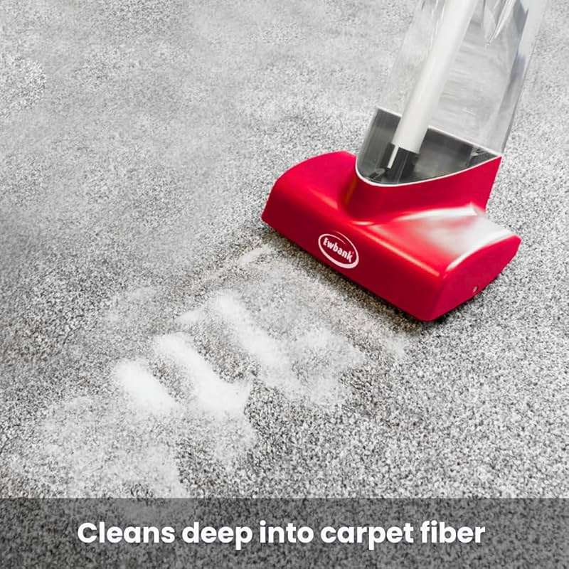 Ewbank Cascade Manual Non-Electric Lightweight Compact Carpet Cleaner Shampoo Dispensing Roller Tall Scrubber Brush, with 17 oz. Shampoo, 85 oz, Red - Image 4
