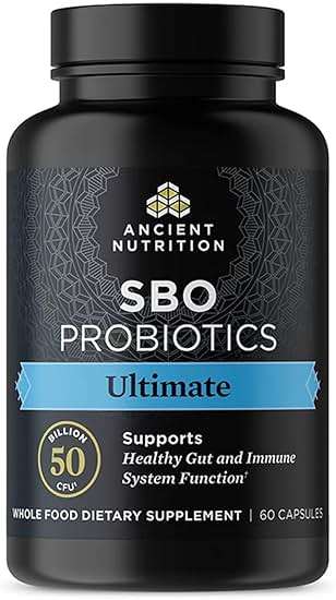 Ancient Nutrition Probiotics, SBO Probiotics Ultimate 50 Billion CFUs*/Serving, Digestive and Immune Support, Gluten Free, Ancient Superfoods Blend, 60 Capsules - Image 1