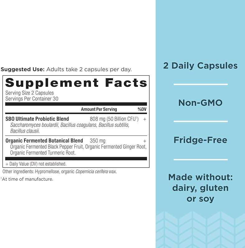 Ancient Nutrition Probiotics, SBO Probiotics Ultimate 50 Billion CFUs*/Serving, Digestive and Immune Support, Gluten Free, Ancient Superfoods Blend, 60 Capsules - Image 2