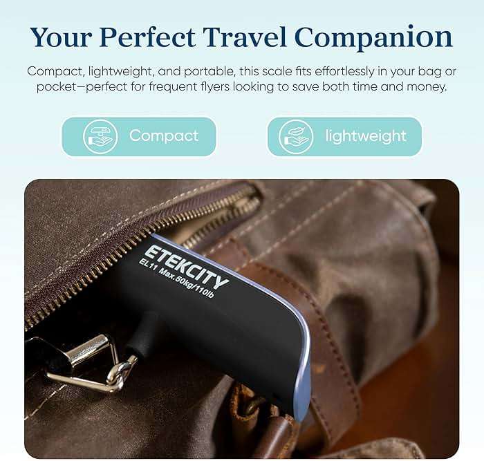 Etekcity Luggage Scale, Travel Essentials, Digital Suitcase Weight Scales for Travel Accessories, Hanging Baggage Scale with Temperature Sensor, Rubber Paint, 110 Pounds, Battery Included, Blue - Image 3
