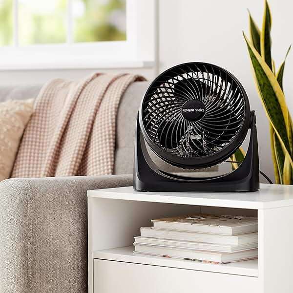 Amazon Basics Air Circulator Desk Fan for Bedroom, Home and Office, 90-Degree Tilt Head, 3 Speed Settings, Cooling, 35 Watts, Black, 11.1"W x 6.3"D x 10.9"H - Image 2