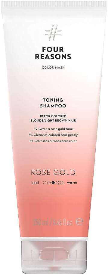 FOUR REASONS Hair Color Shampoo, Rose Gold (8 Colors) - Blonde Hair Toner & Color Depositing Shampoo for Women - Semi-Permanent Toner for Color Treated Hair, Sulfate Free, Vegan - 8.45 Fl Oz - Image 1