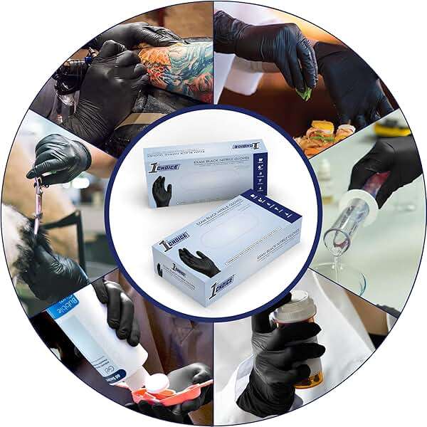 1st Choice Black Nitrile Gloves Disposable Latex Free - Exam Grade Black Gloves for Cooking, Medical, Dental, Cleaning - 4mil - Image 3