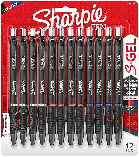 Sharpie S-Gel Gel Pens, Black Barrel, Medium Point (0.7mm), Assorted Ink Colors, 12 Count - Writing, Note-Taking, Journaling, School Supplies - Image 1