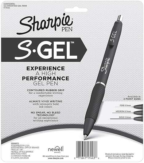 Sharpie S-Gel Gel Pens, Black Barrel, Medium Point (0.7mm), Assorted Ink Colors, 12 Count - Writing, Note-Taking, Journaling, School Supplies - Image 3