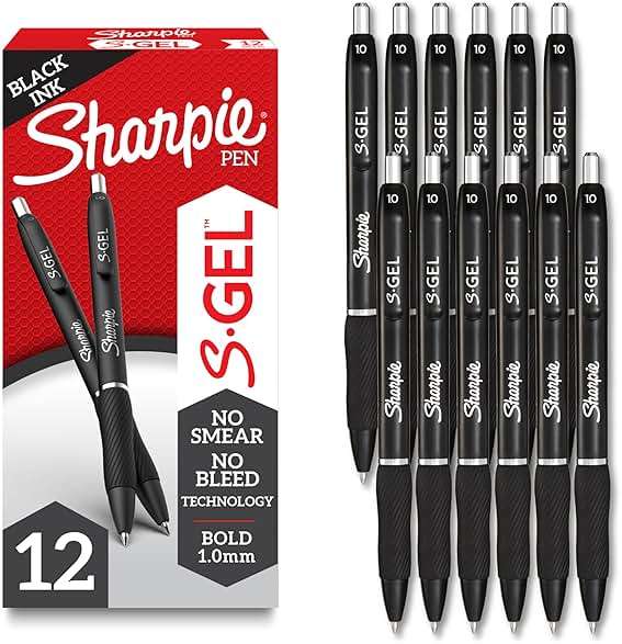Sharpie S-Gel Pens, Bold Point (1.0mm), Black Gel Ink, 12 Count - Writing, Journaling, Note-Taking, College, Teacher Supplies, Office - Image 1