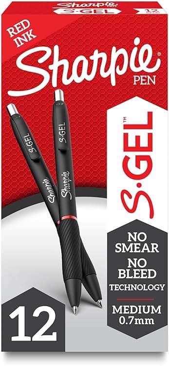 Sharpie S-Gel Gel Pens Medium Point (0.7mm) Red Ink Gel Pen 12 Count - Image 1