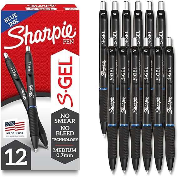 Sharpie S-Gel Pens, Medium Point (0.7mm), Blue Ink, 12 Count - Ideal for Writing, Journaling, Note-Taking, College Supplies - Image 1