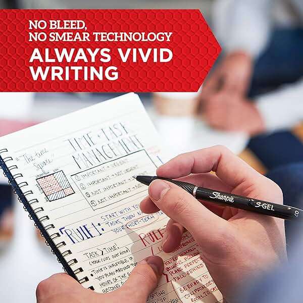 Sharpie S-Gel Gel Pens, Black Barrel, Medium Point (0.7mm), Black Gel Ink Pens, 12 Count - Home, Office, School, Journaling, Writing, Note-Taking, Teacher Supplies - Image 5