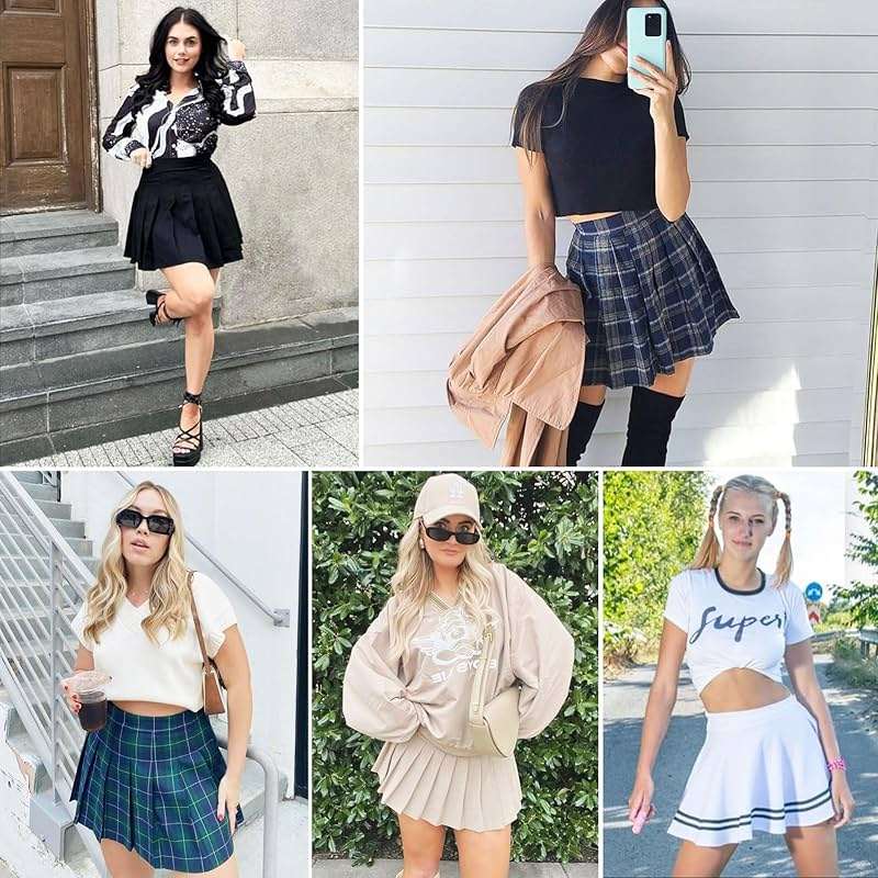 Seazoon Women's High Waist Pleated Cosplay Cheer Skirt Mini School Tennis Skirts Thanksgiving Day Christmas Skirt - Image 5