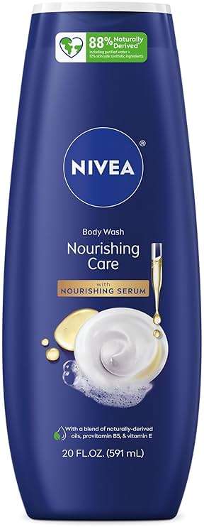 NIVEA Nourishing Care Body Wash with Nourishing Serum, Moisturizing Body Wash for Women, Enriched with Provitamin B5 and Vitamin E, 20 Fl Oz Bottle - Image 1