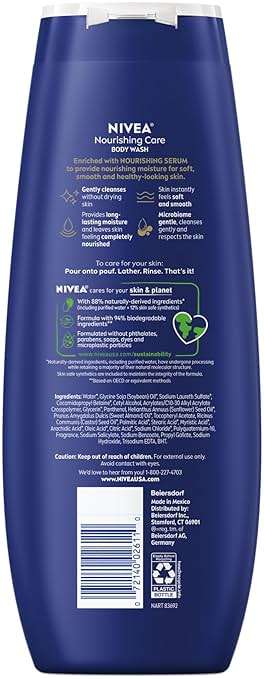 NIVEA Nourishing Care Body Wash with Nourishing Serum, Moisturizing Body Wash for Women, Enriched with Provitamin B5 and Vitamin E, 20 Fl Oz Bottle - Image 14