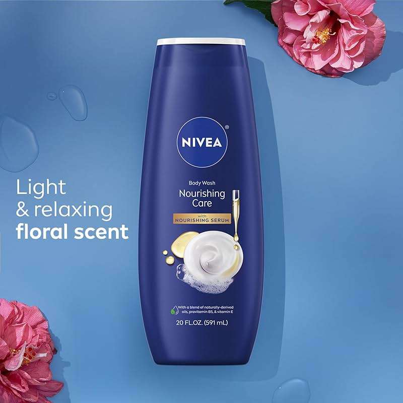 NIVEA Nourishing Care Body Wash with Nourishing Serum, Moisturizing Body Wash for Women, Enriched with Provitamin B5 and Vitamin E, 20 Fl Oz Bottle - Image 9