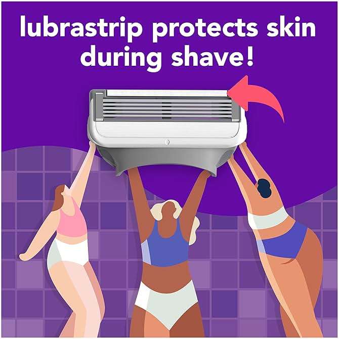 joy Razors for Women, 1 Handle, 4 Razor Blade Refills, Lavender, Lubrastrip to Help Avoid Skin Irritation - Image 3