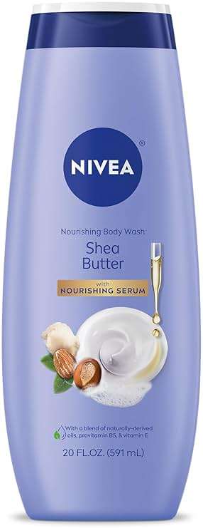 NIVEA Nourishing Shea Butter Body Wash with Nourishing Serum, Moisturizing Body Wash for Women, Enriched Provitamin B5 and Vitamin E, 20 Fl Oz Bottle - Image 1