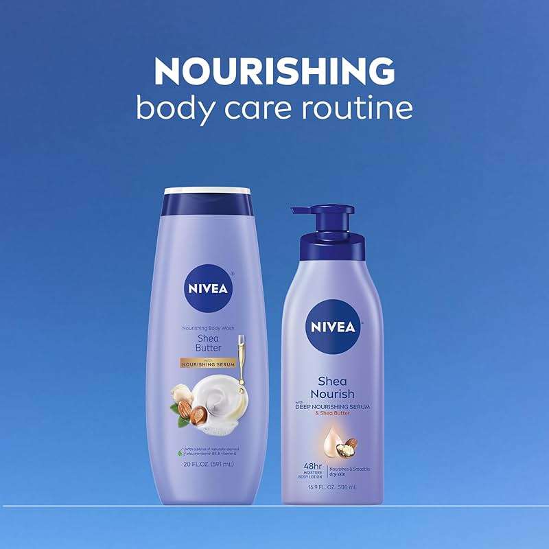 NIVEA Nourishing Shea Butter Body Wash with Nourishing Serum, Moisturizing Body Wash for Women, Enriched Provitamin B5 and Vitamin E, 20 Fl Oz Bottle - Image 12