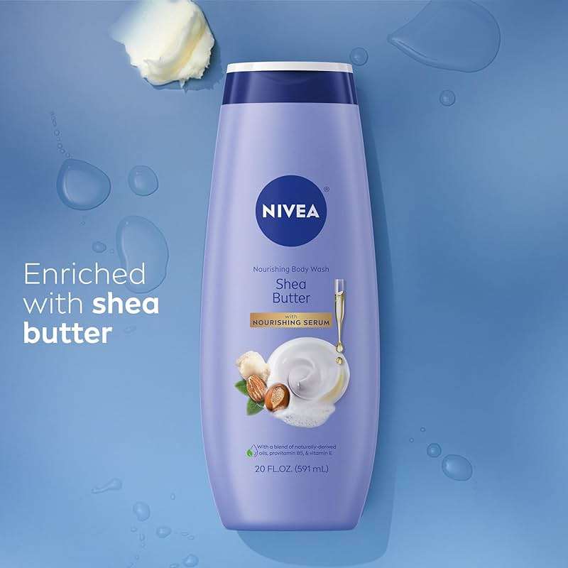NIVEA Nourishing Shea Butter Body Wash with Nourishing Serum, Moisturizing Body Wash for Women, Enriched Provitamin B5 and Vitamin E, 20 Fl Oz Bottle - Image 9