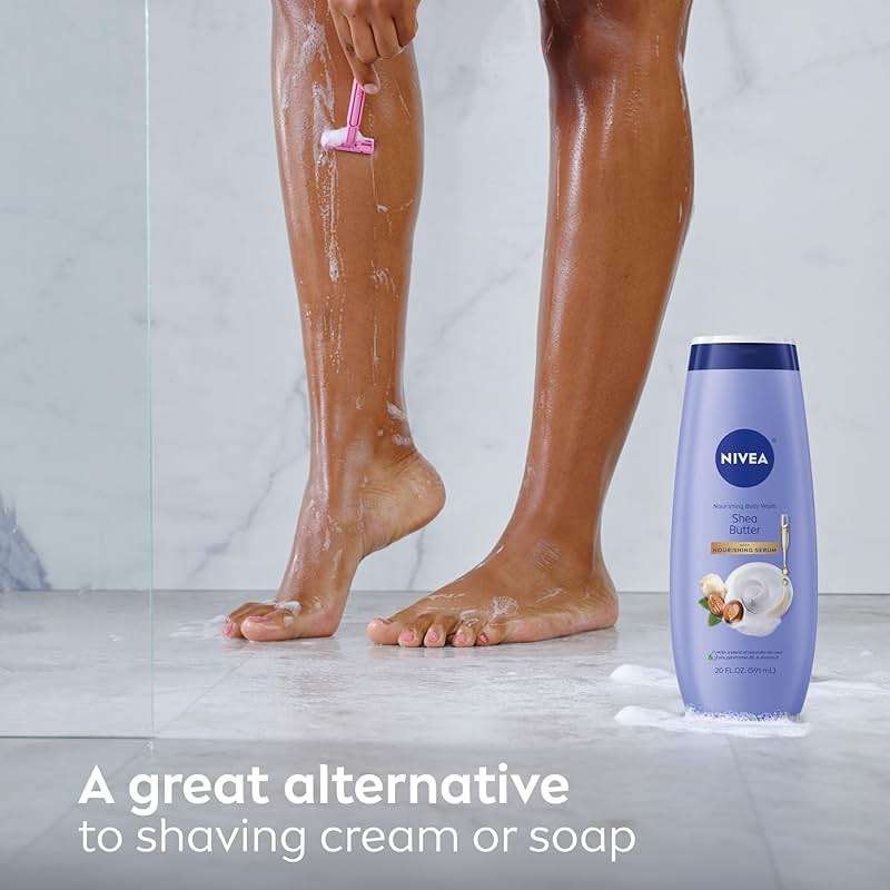 NIVEA Nourishing Shea Butter Body Wash with Nourishing Serum, Moisturizing Body Wash for Women, Enriched Provitamin B5 and Vitamin E, 20 Fl Oz Bottle - Image 10