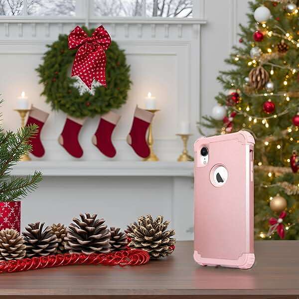 IDweel for iPhone XR Case with Tempered Glass Screen Protector for Women, 3 in 1 Shockproof Slim Hybrid Heavy Duty Hard PC Cover Soft Silicone Bumper Full Body Case, Rose Gold - Image 6