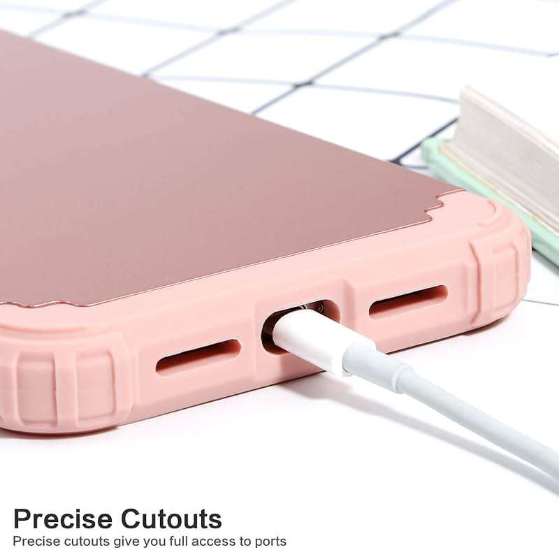 IDweel for iPhone XR Case with Tempered Glass Screen Protector for Women, 3 in 1 Shockproof Slim Hybrid Heavy Duty Hard PC Cover Soft Silicone Bumper Full Body Case, Rose Gold - Image 9