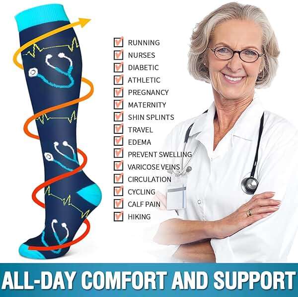 Bluemaple 6 Pack Copper Compression Socks for Women and Men Circulation-Best Support for Medical, Running,Nursing,Athletic - Image 6