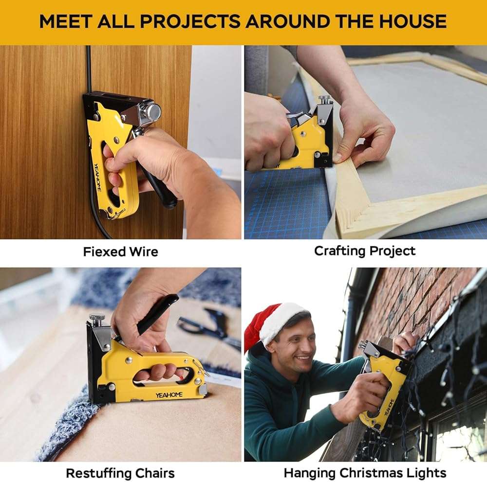 Upholstery Staple Gun Heavy Duty, YEAHOME 4-in-1 Stapler Gun with 4000 Staples, Manual Brad Nailer Power Adjustment Stapler Gun for Wood, Crafts, Carpentry, Decoration DIY - Image 6