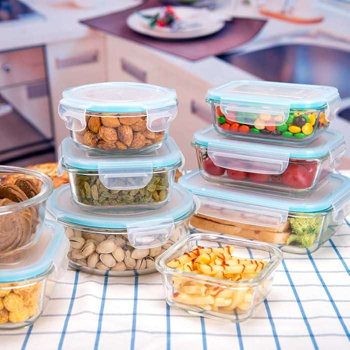 AILTEC Glass Food Storage Containers with Lids, [18 Piece] Glass Meal Prep Containers, Containers for Food Storage with Lids, BPA Free & Leak Proof (9 Lid & 9 Container) - Image 6