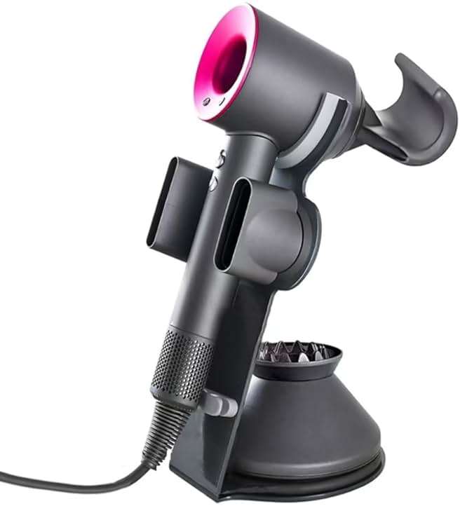 Foho Hair Dryer Holder for Dyson Supersonic, Magnetic Stand with Power Plug Cable Organizer, Bathroom Organizer Supersonic Dryer, Diffuser and Nozzles - Image 1