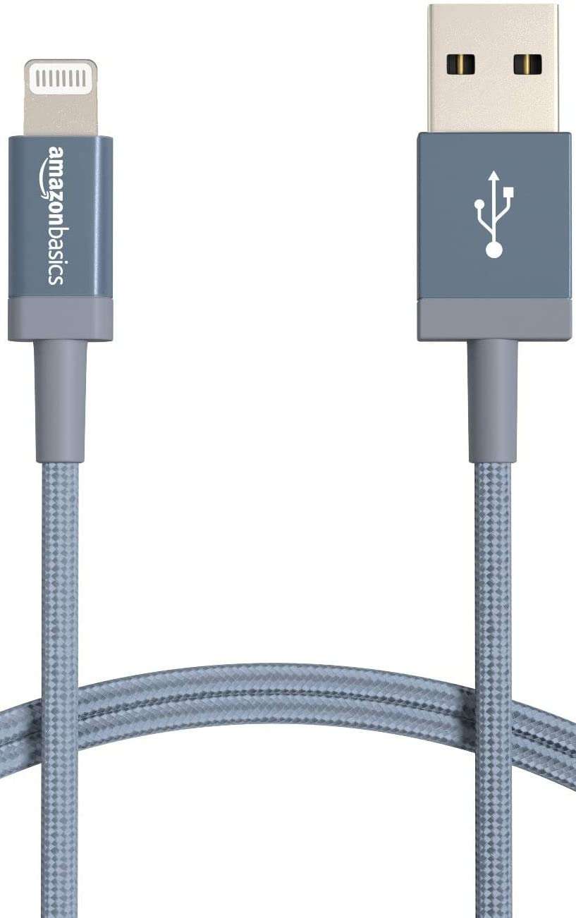 Amazon Basics USB-A to Lightning Cable, Apple MFi Certified, Nylon Braided Cord, Fast Charger for iPhone 14 13 12 11 X Xs Pro, Pro Max, Plus, iPad, 6 Foot, Dark Gray - Image 1
