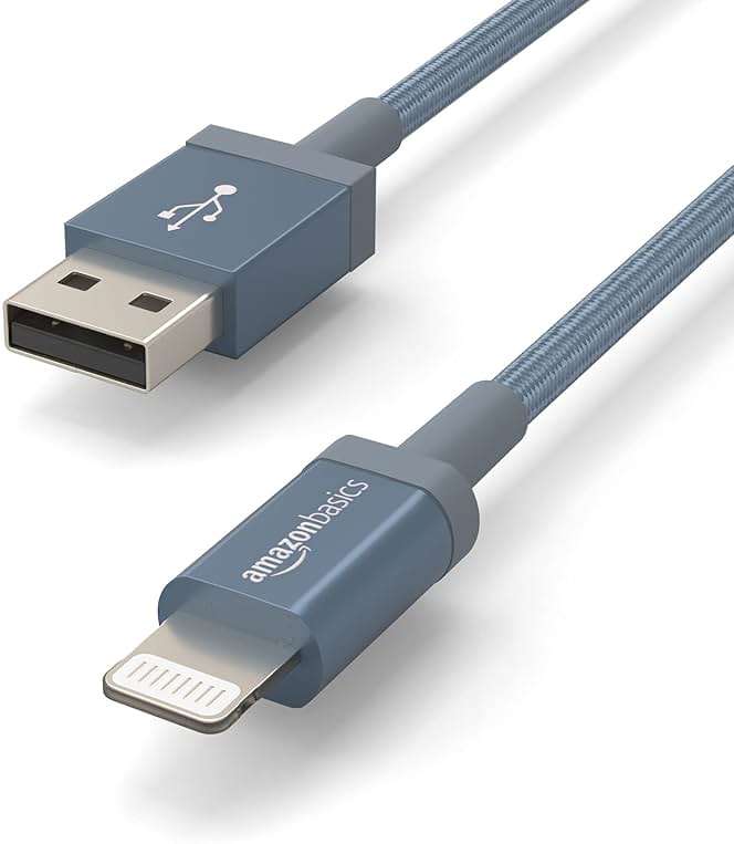 Amazon Basics USB-A to Lightning Cable, Apple MFi Certified, Nylon Braided Cord, Fast Charger for iPhone 14 13 12 11 X Xs Pro, Pro Max, Plus, iPad, 6 Foot, Dark Gray - Image 3