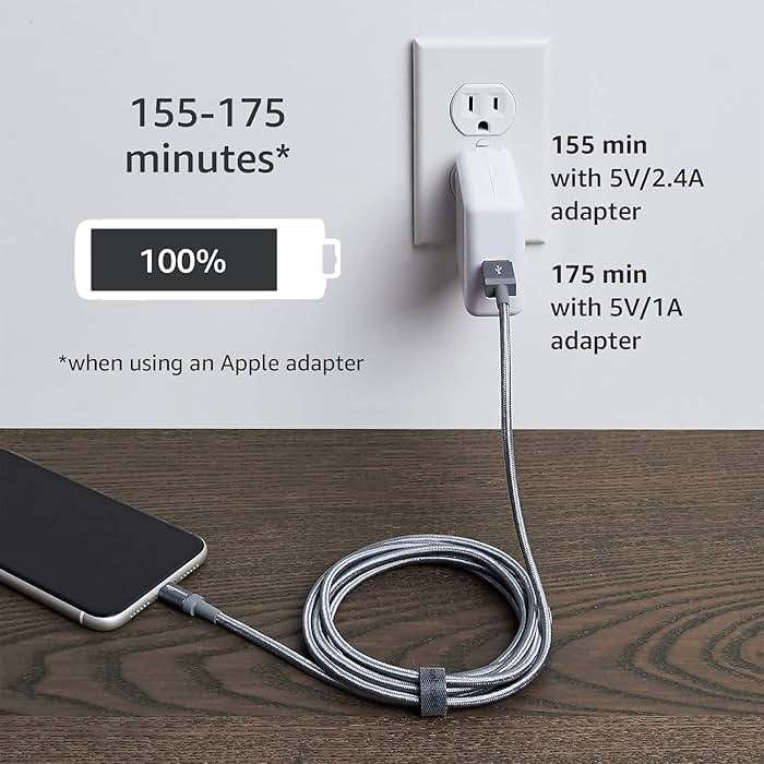 Amazon Basics USB-A to Lightning Cable, Apple MFi Certified, Nylon Braided Cord, Fast Charger for iPhone 14 13 12 11 X Xs Pro, Pro Max, Plus, iPad, 6 Foot, Dark Gray - Image 6