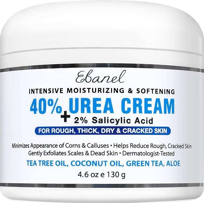 Ebanel Urea Cream 40% plus Salicylic Acid 2%, Foot Cream for Dry Cracked Heels Feet Knees Elbows Hands, Foot Dead Skin Cuticle Callus Remover Toenail Softener, Keratolytic Skin Barrier Repair - Image 1