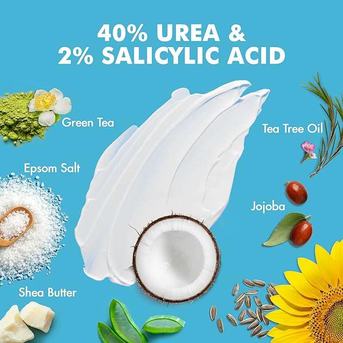 Ebanel Urea Cream 40% plus Salicylic Acid 2%, Foot Cream for Dry Cracked Heels Feet Knees Elbows Hands, Foot Dead Skin Cuticle Callus Remover Toenail Softener, Keratolytic Skin Barrier Repair - Image 2