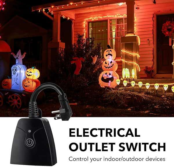 HBN Outdoor Wireless Remote Control Outlet Plug,Weatherproof Heavy Duty Power Strip,Indoor Electrical Plugs for Light Switch,6-inch Cord,100ft Range, ETL Listed(15A,Dual 3-Prong Outlets,3Packs) - Image 5