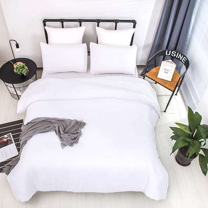 CLOTHKNOW White Queen Comforter Set 3Pcs White Bedding Comforter Sets Soft All Season Queen Size Bed Comforter Set with 2 x Pillowcases - Image 7